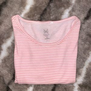 PacSun Basics Pink and White Striped Tee Size S